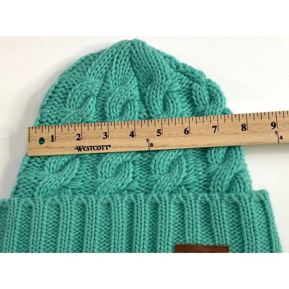 Ski The East Wool Blend Beanie Cable Knit Hat One Size Fits Most Green - Picture 11 of 11
